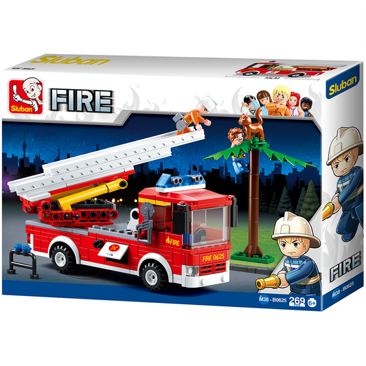 Fire Truck with Aerial Ladder Building Brick Kit (269 Pcs)
