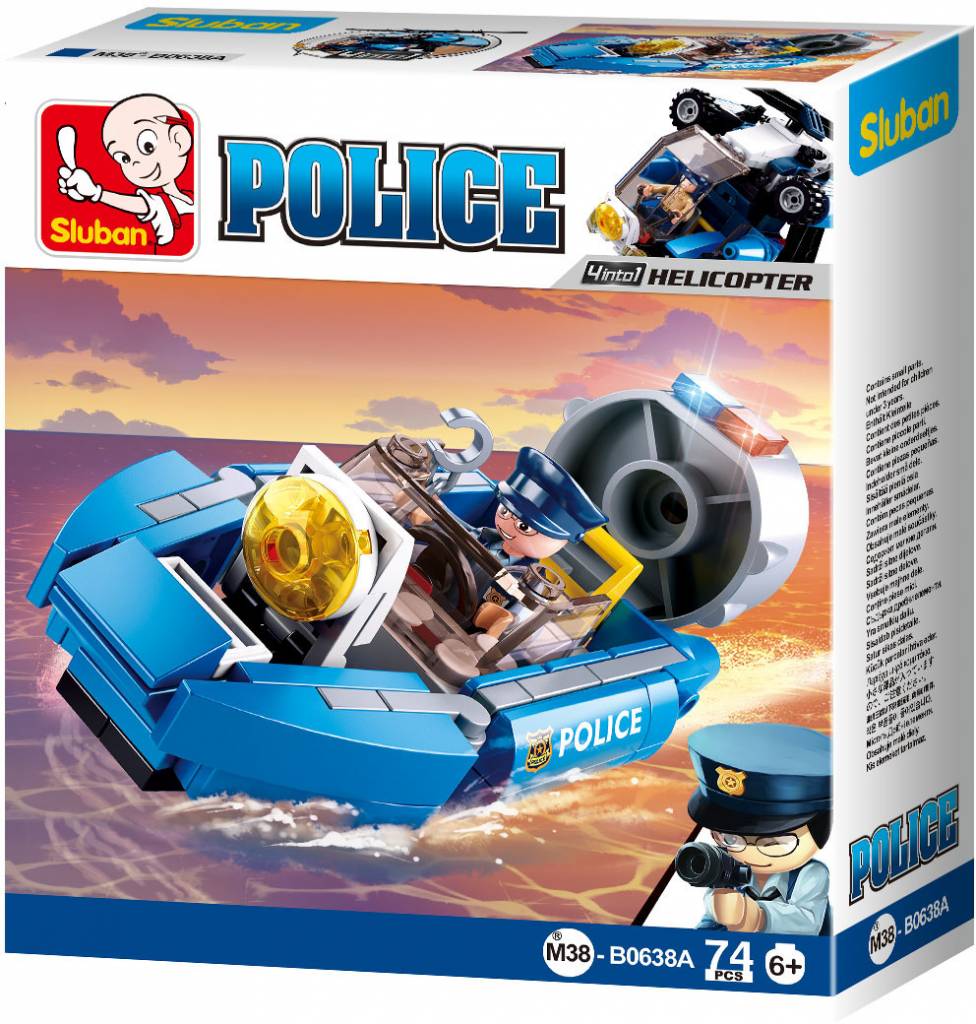 Police 4-in-1 Building Brick Display Set, x2 of each kit A-D