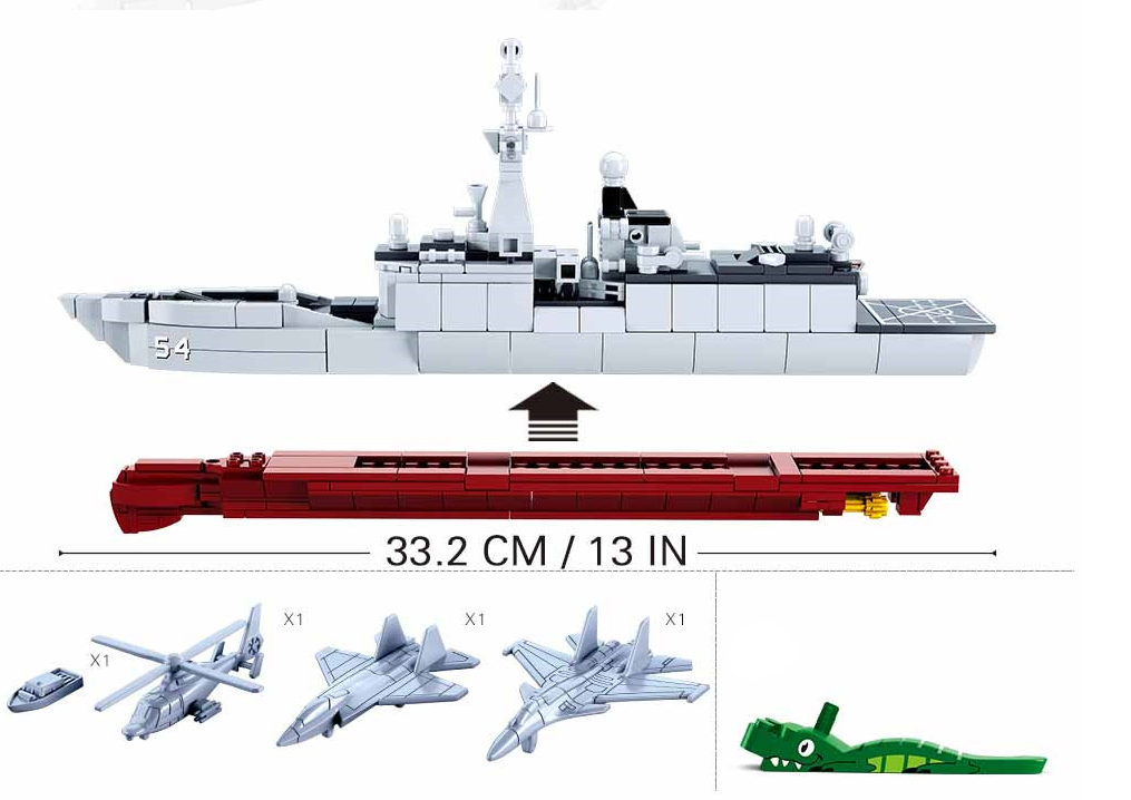 Model Bricks Destroyer Military Ship 1:450 Scale Building Brick Kit (457 pcs)