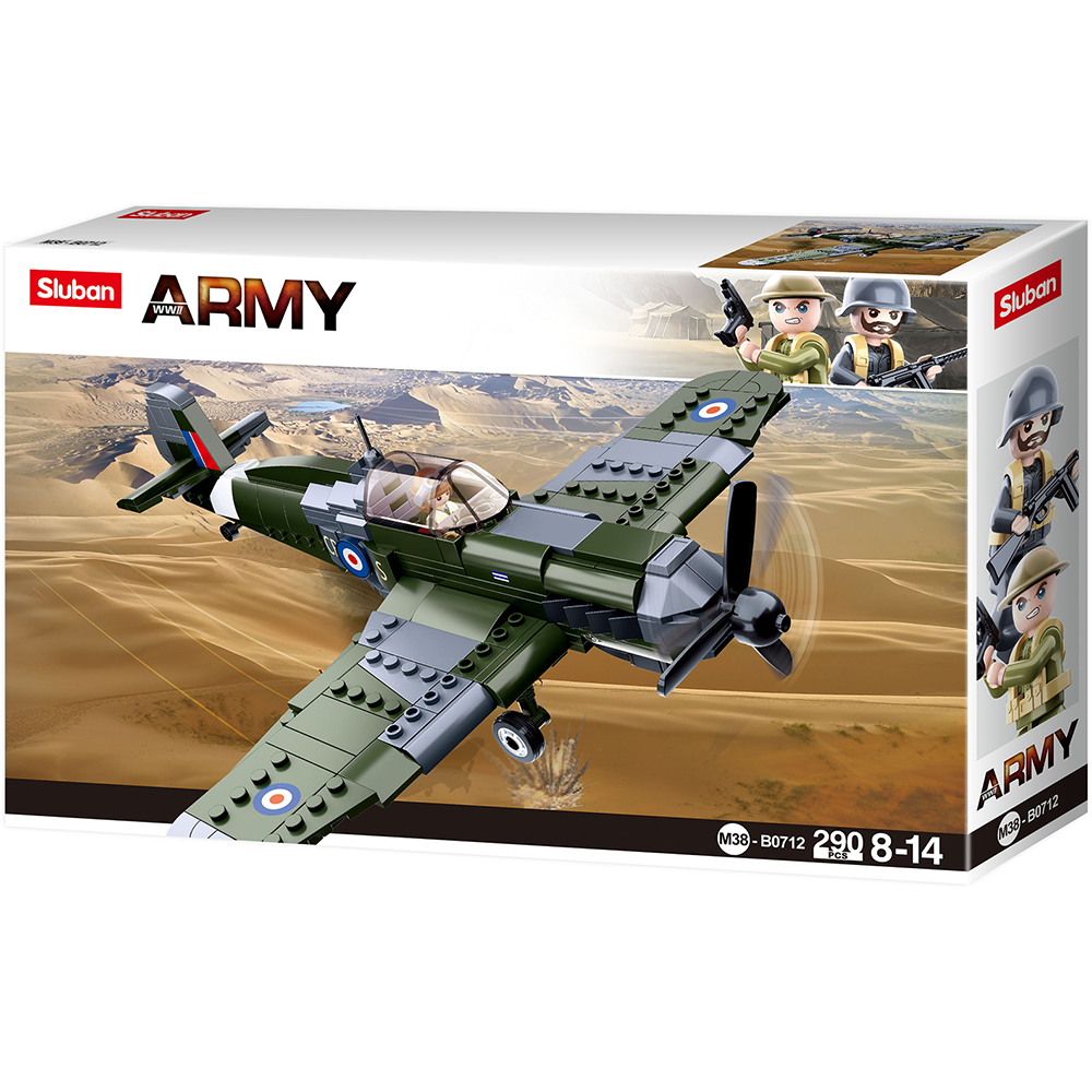 WWII Royal Air Force Spitfire Plane Building Brick Kit (297 pcs