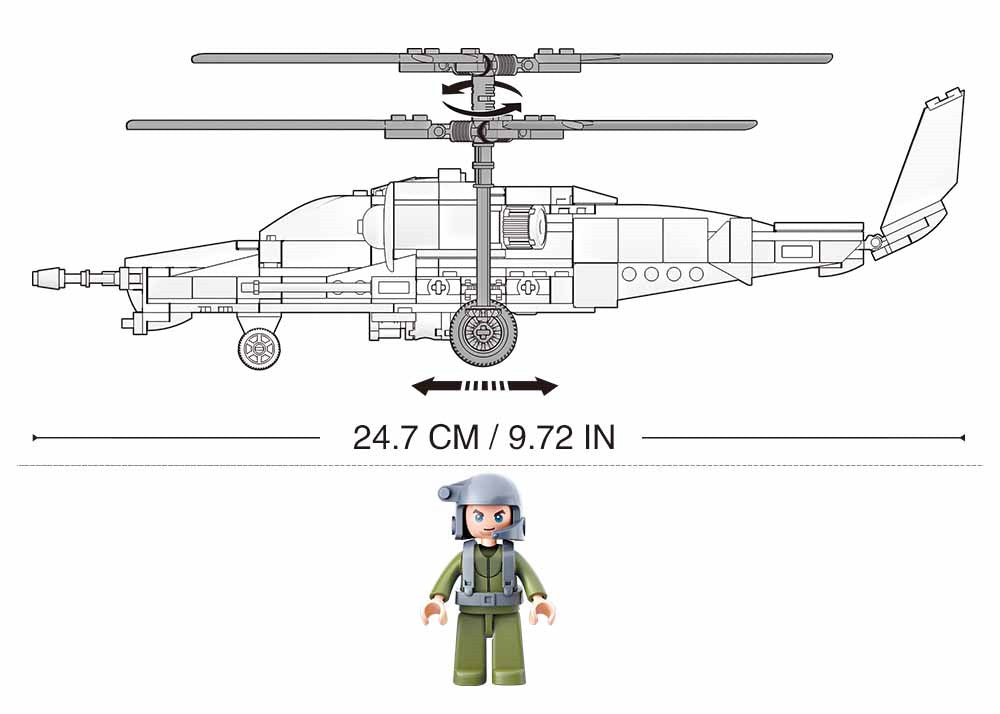 Model Bricks KA-50 Black Shark Helicopter Building Brick Kit (333pcs)