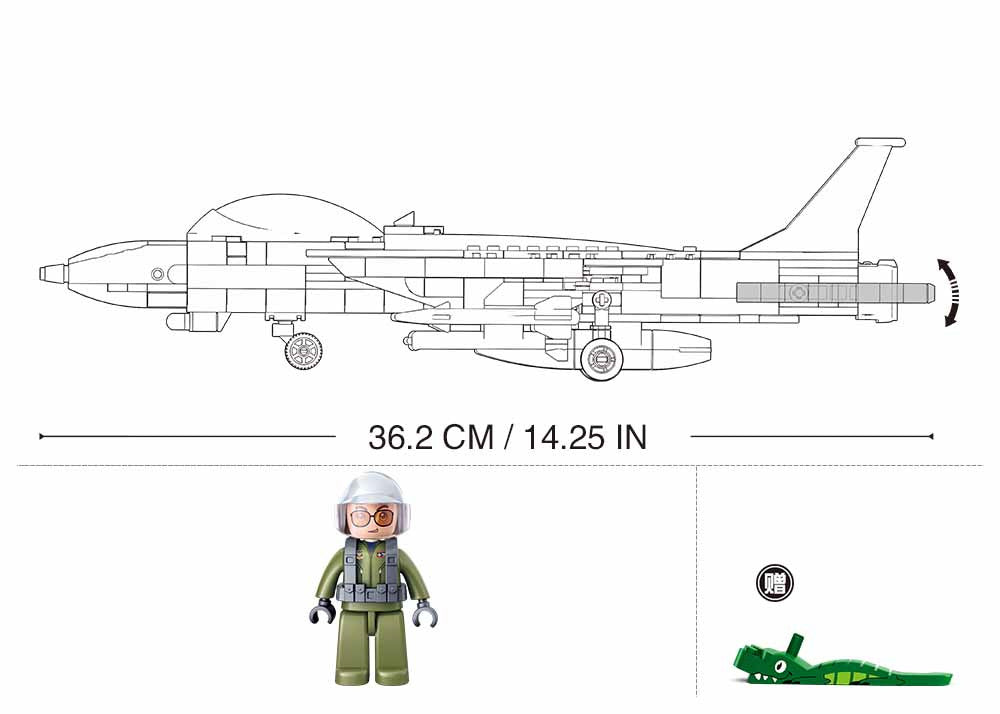 Model Bricks F14 Fighter Jet Building Brick Kit (396 Pcs)