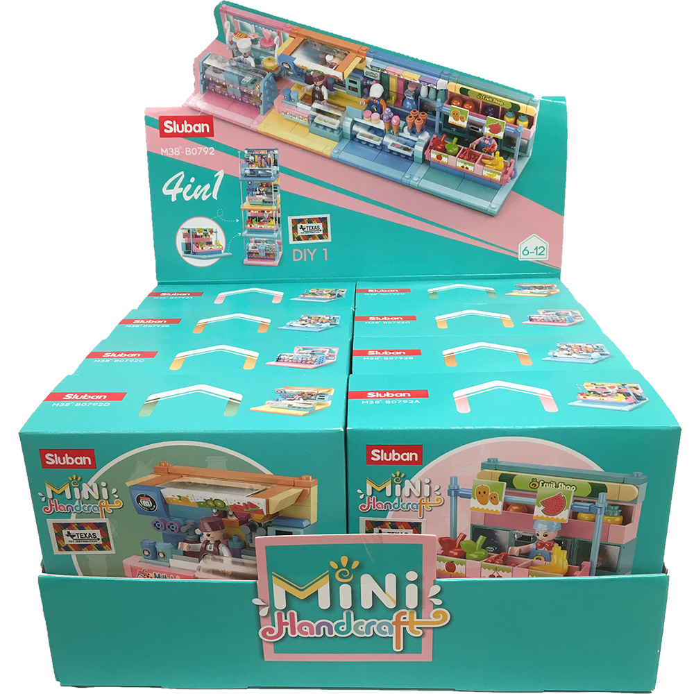 Food Shop Building Brick Display Set (x2 of each kit A-D)