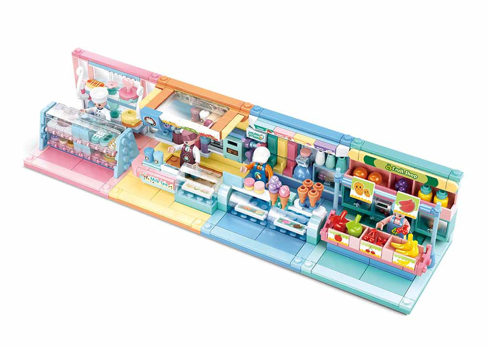Food Shop Building Brick Display Set (x2 of each kit A-D)