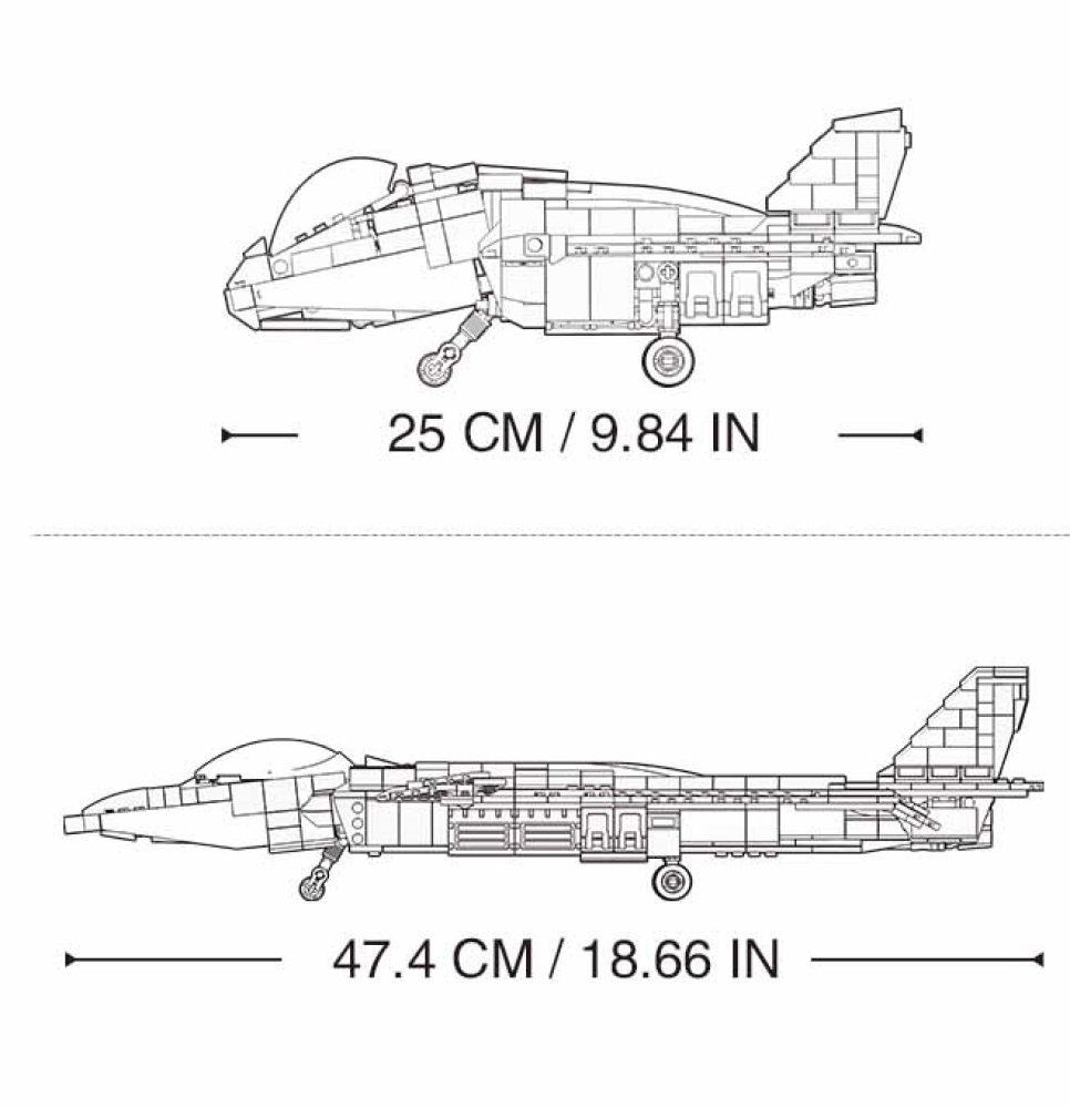 2-in-1 Fighter Jet J-20 Mighty Dragon Brick Kit (926 pcs)