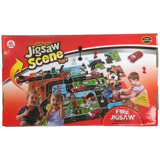 Fire Jigsaw Floor Puzzle with Fire Vehicles and Accessories