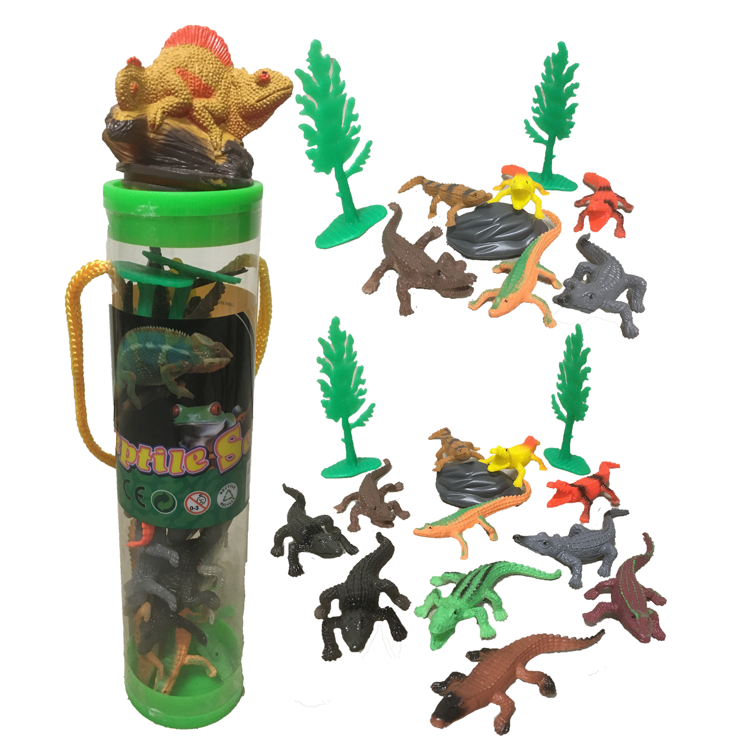 Crocodile Figurines in Clear Tube with Reptile Head Topper