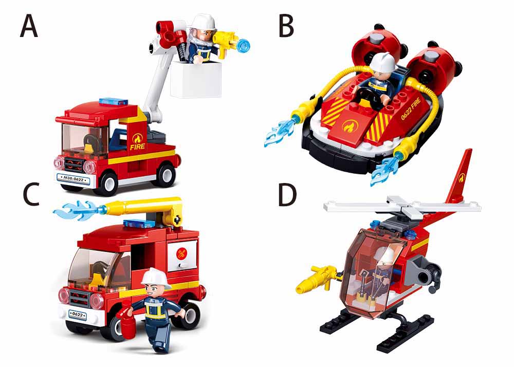 Fire Fighting 4-in-1 Building Brick Display Set