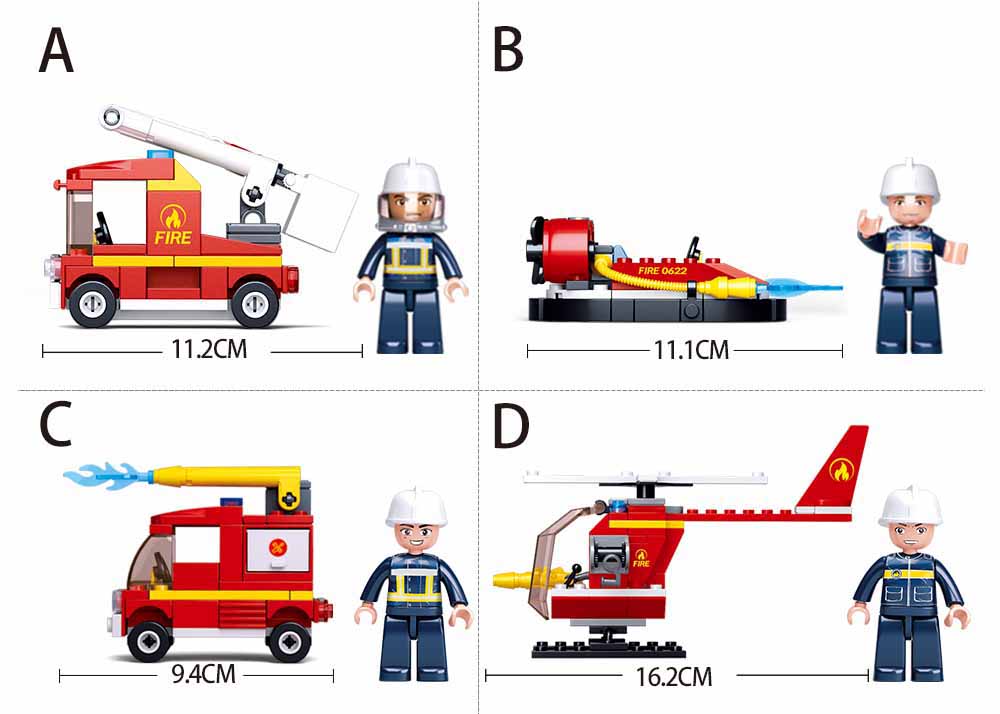 Fire Fighting 4-in-1 Building Brick Display Set