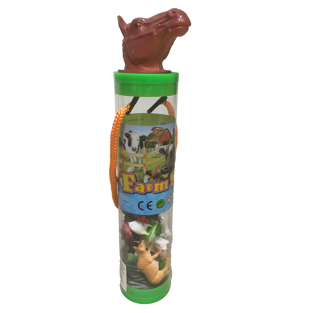 Farm Animals 2" Figurines Tube, Display Set of 12 Tubes