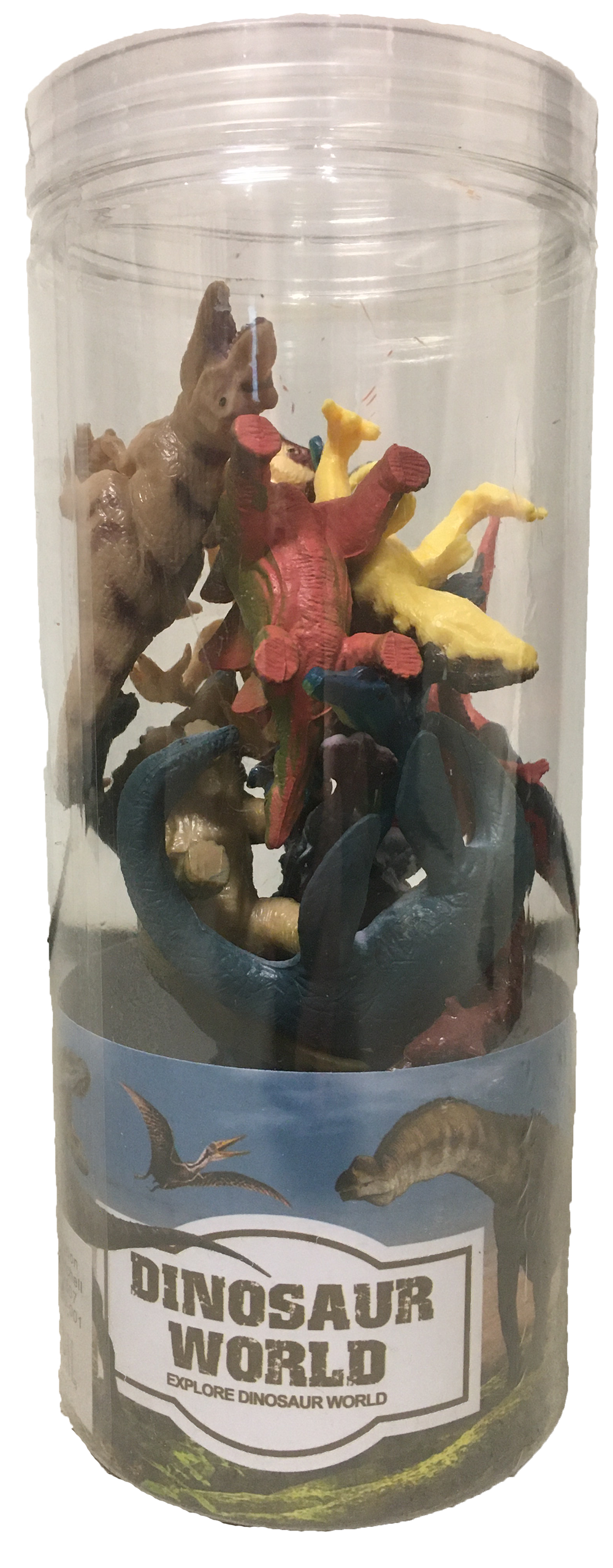 Dinosaur 3" Figurine Assortment in Clear Container, Collect All 12pcs