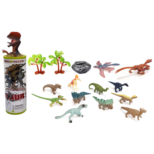 Dinosaur 3" Figurines Tube with Dilophosaurus Topper, W37117