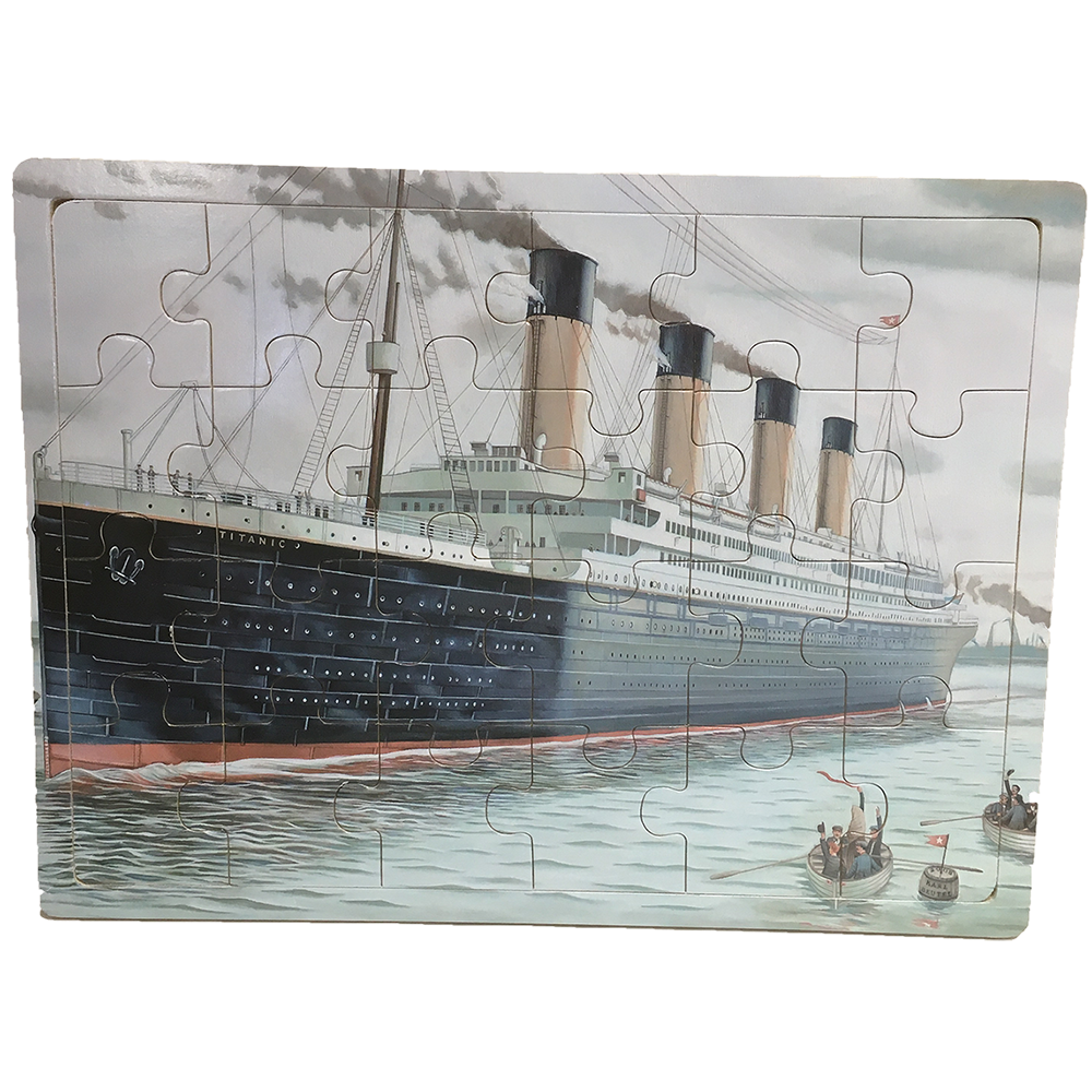 Titanic Port Scene w/ Smoke 24pc Wood Jigsaw Puzzle – Texas Toy Titanic Port Scene w/ Smoke 24pc Wood Jigsaw Puzzle – Texas Toy