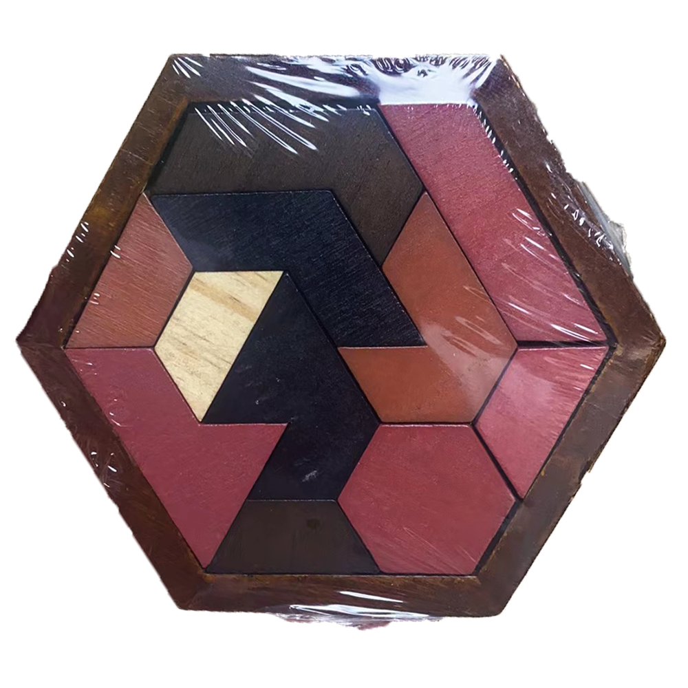 Hexagon Tangram Wooden Puzzle for Kids and Adults 11pcs
