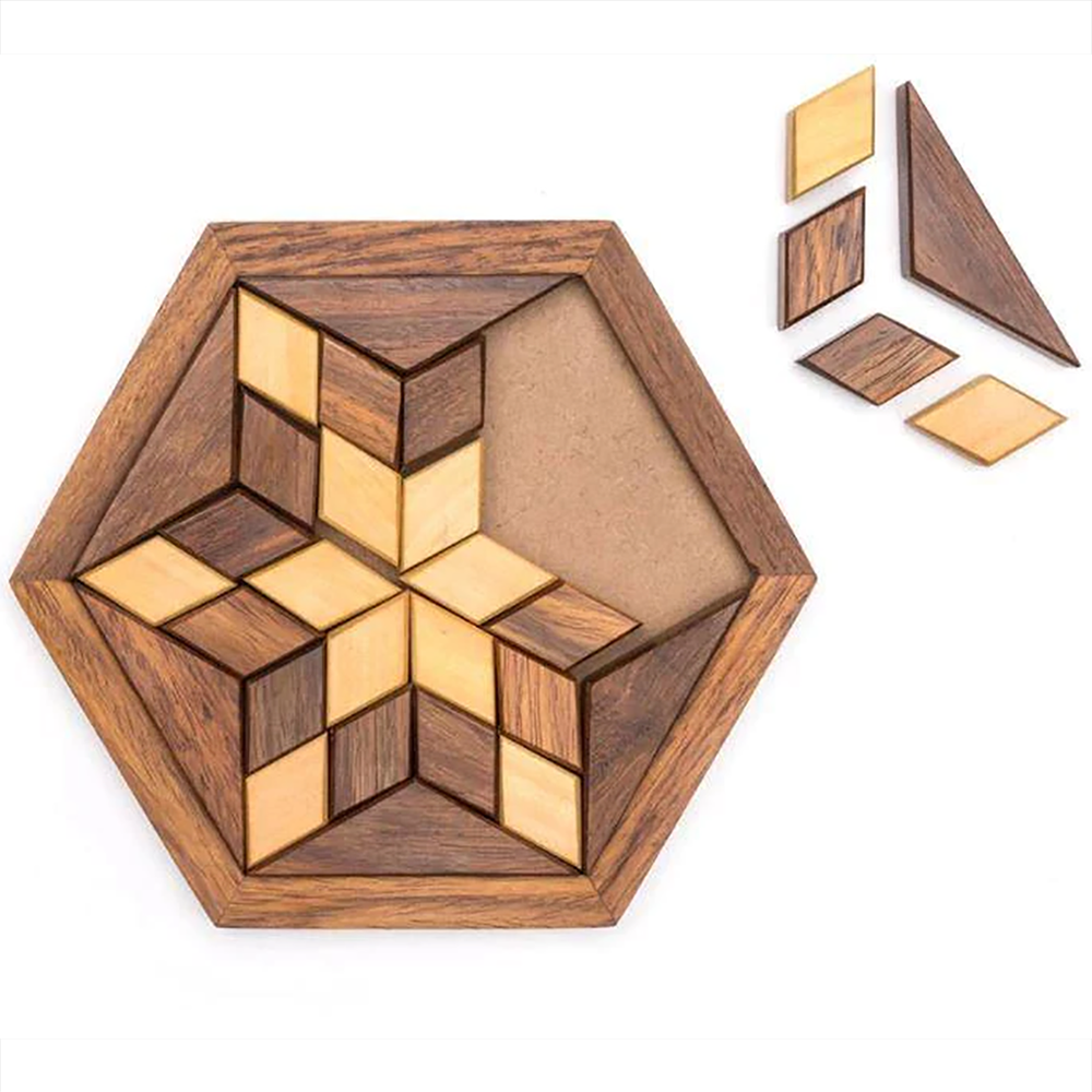 Star Shape Tangram Wooden Puzzle for Kids and Adults 30pcs