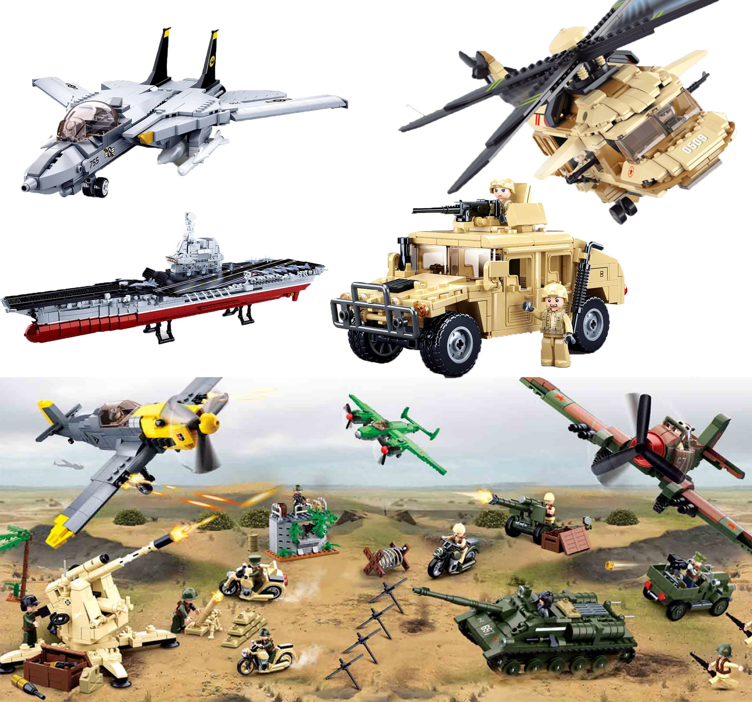 Military, WW2, and Army/Model Brick Building Brick Sets