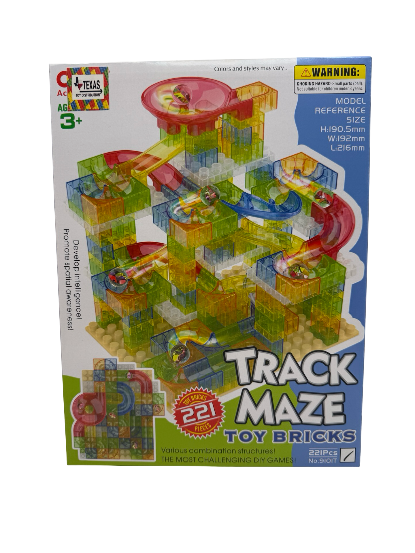 Toy Brick Marble Track Maze- 221 pcs