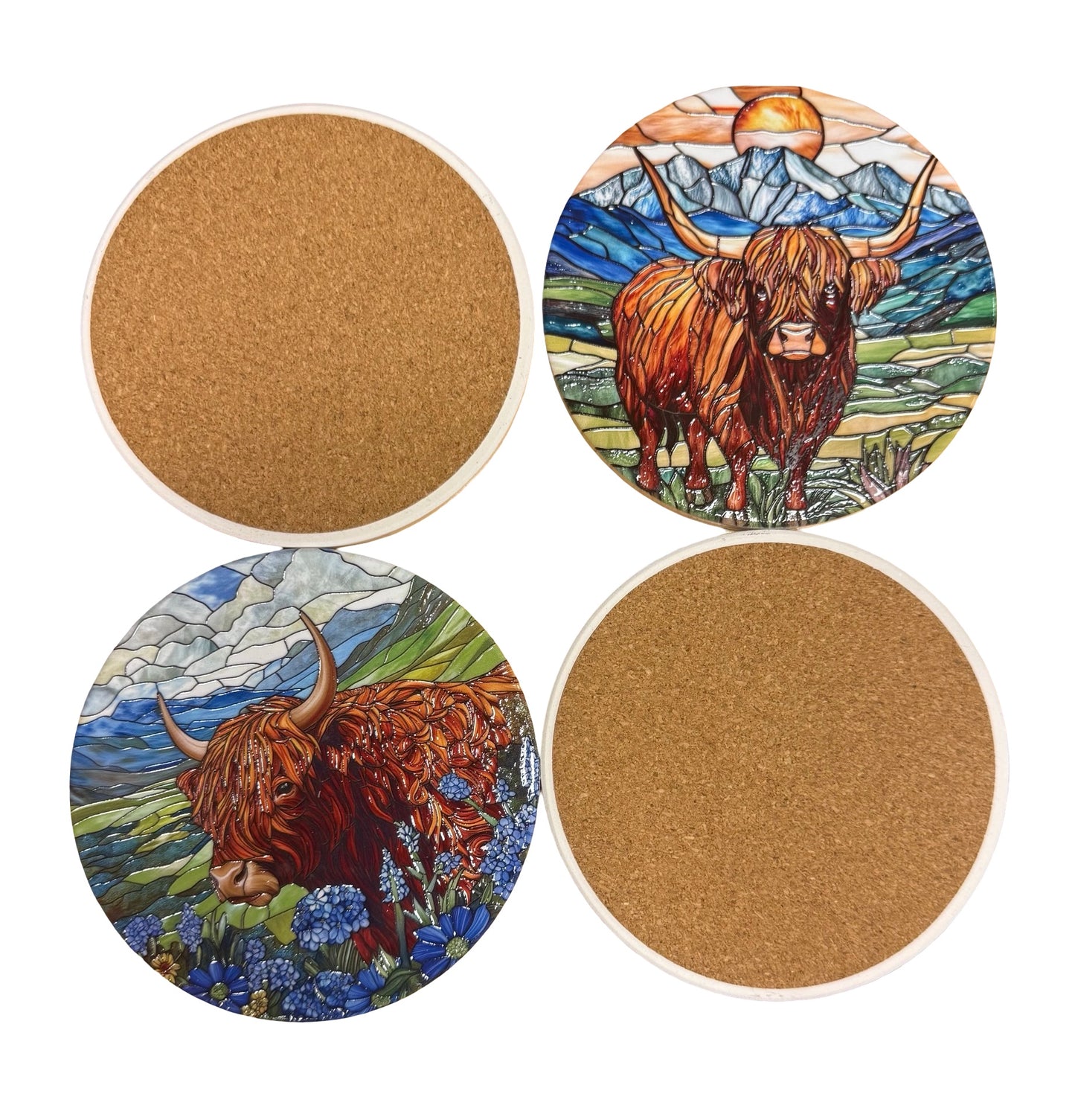 Highland Cow Themed Drink Coasters