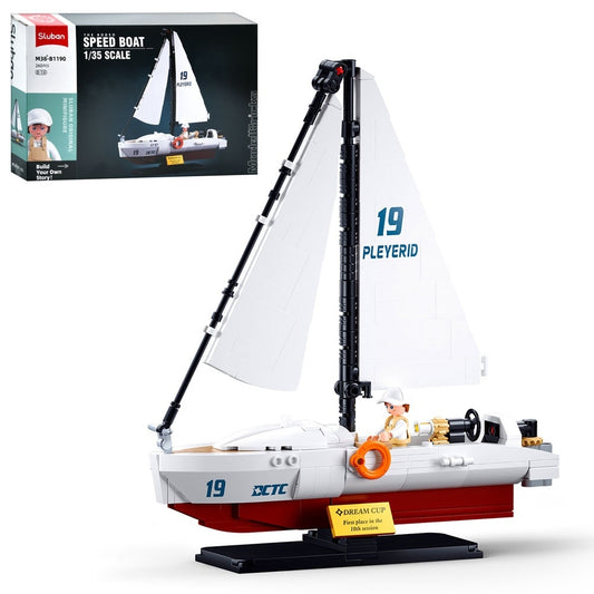 Model Bricks Racing Sail Boat Building Brick Kit (248 pcs)