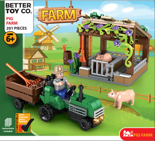 Pig Farm and Tractor Building Brick Kit (202 pcs)