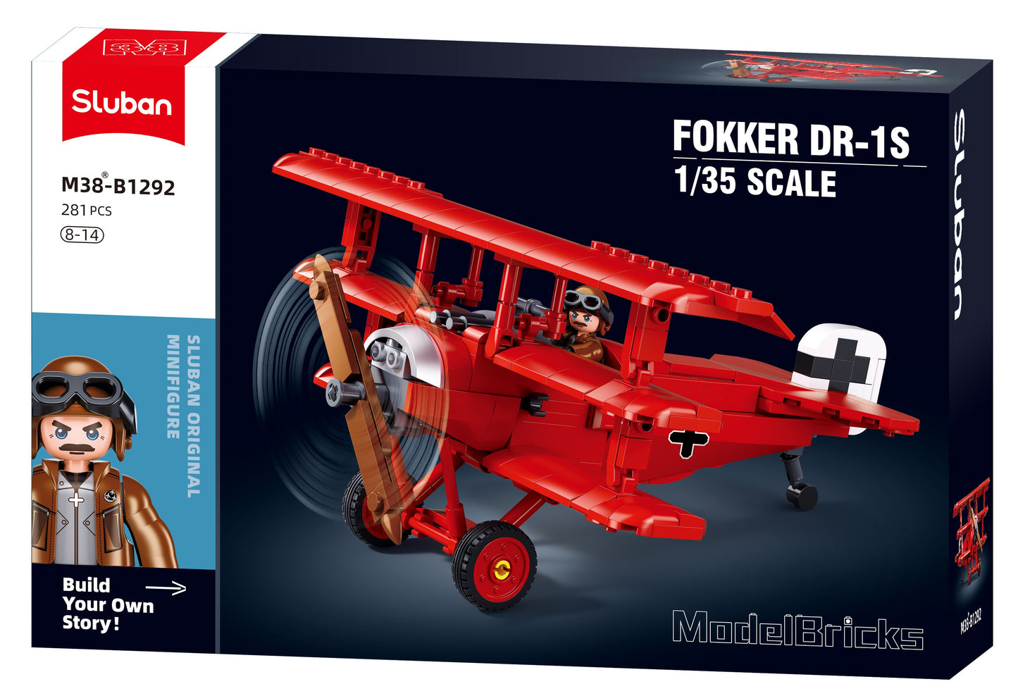 Model Bricks Fokker DR-S1 Plane Building Brick Kit (281 pcs)