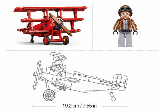 Model Bricks Fokker DR-S1 Plane Building Brick Kit (281 pcs)
