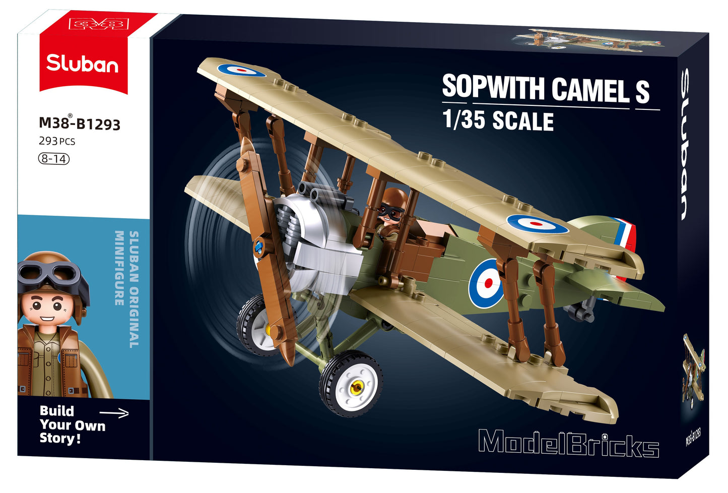 Model Bricks Sopwith Camel S Biplane Building Brick Kit (293 pcs)