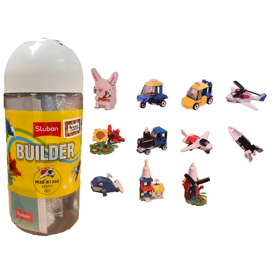 Builder Brick DIY Set with Storage Bottle, 251 pcs