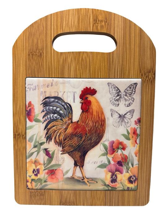 Ceramic Rooster Wood Cutting Board-B