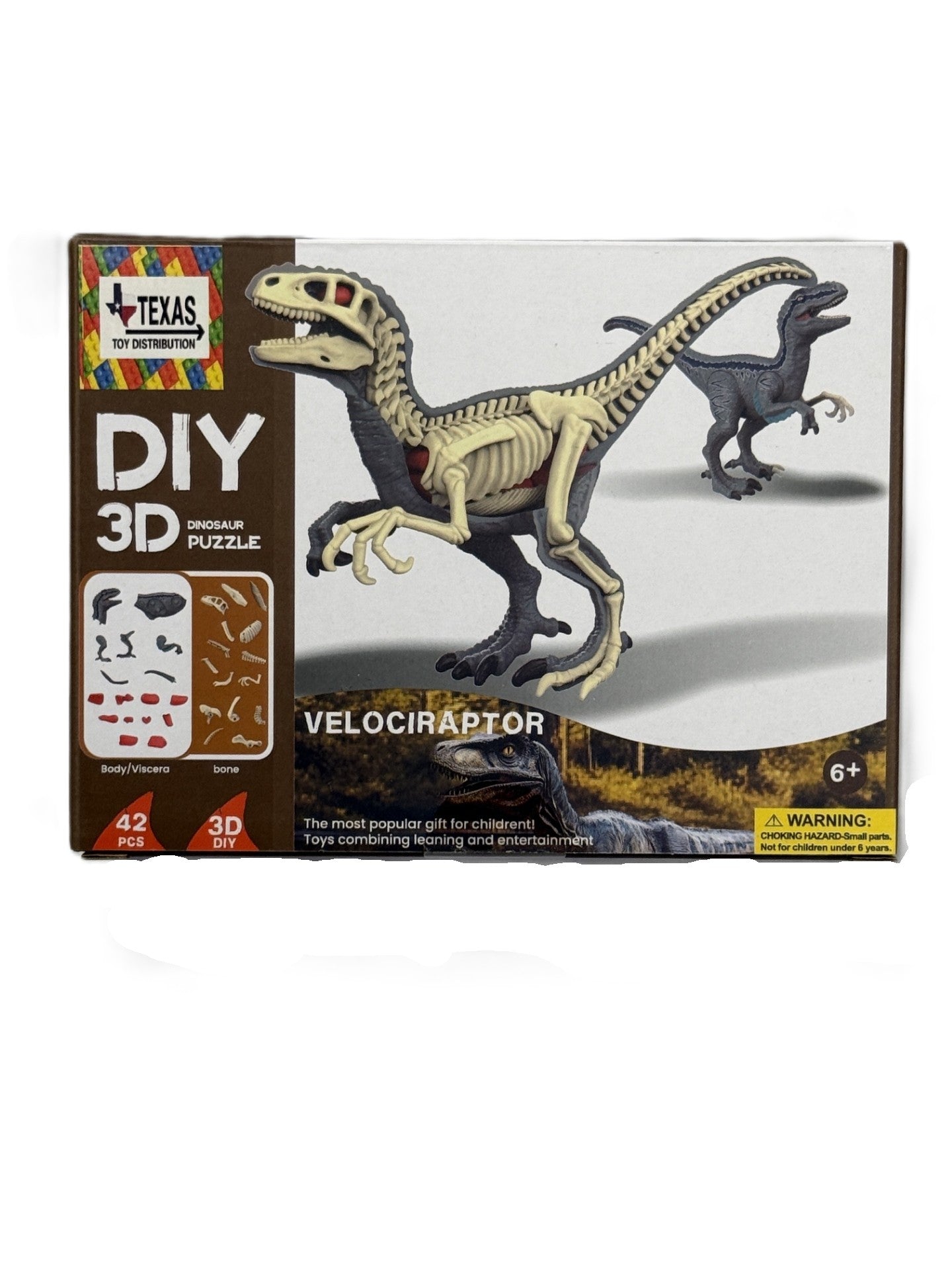 3D DIY Velociraptor Body & Bone Puzzle-STEM