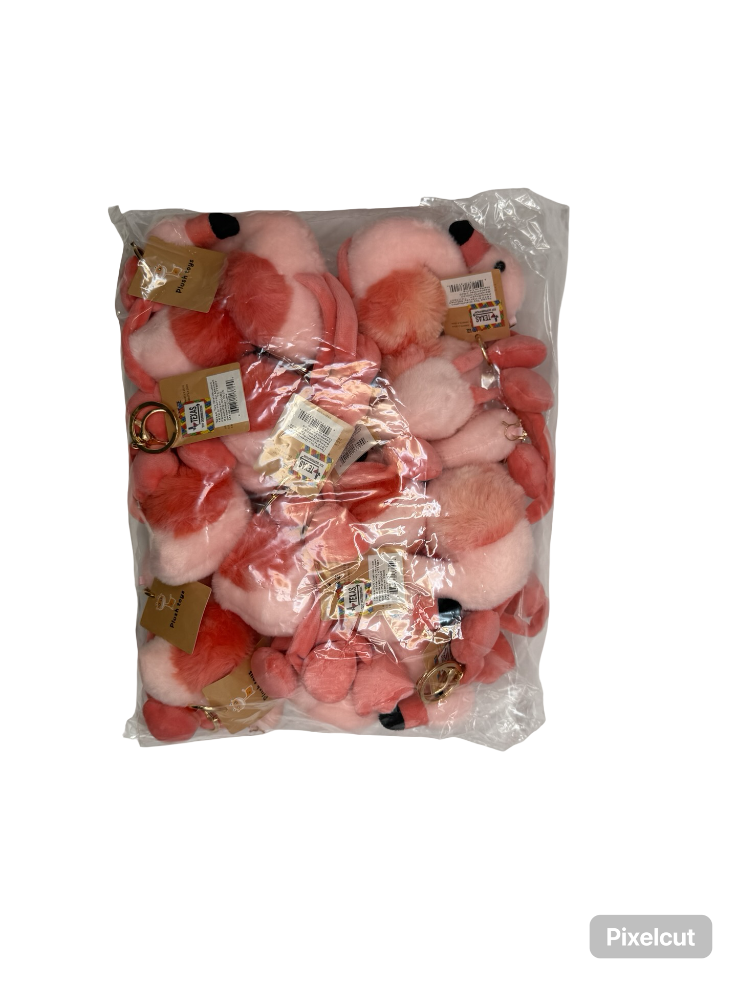 Pink Flamingo plush keychain (bag of 12)
