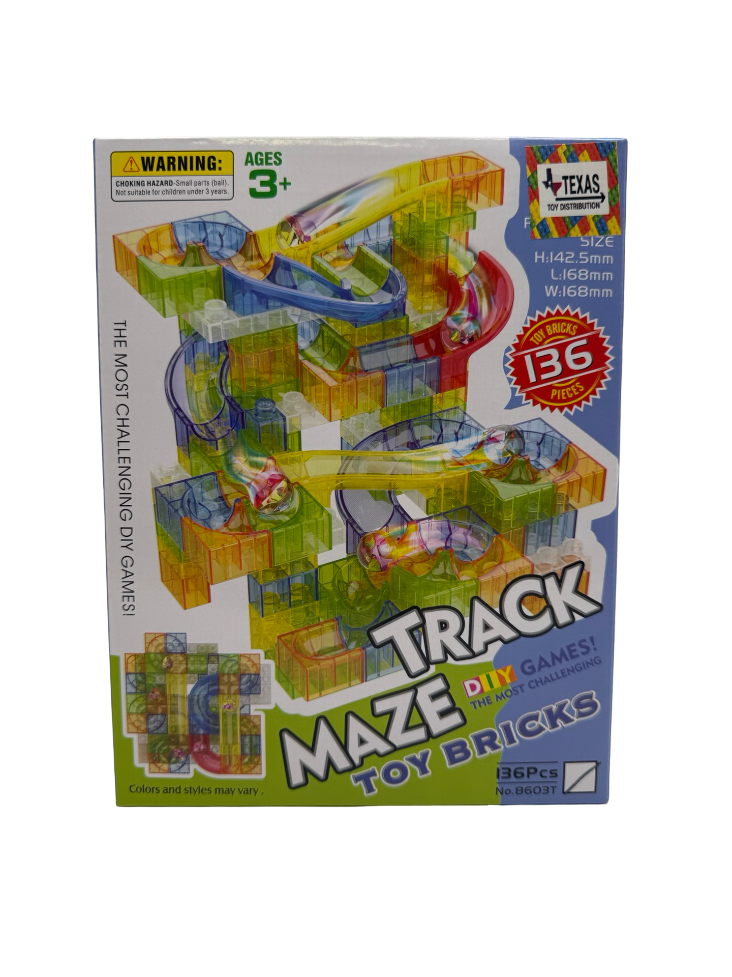 Toy Brick Marble Track Maze 136 pc