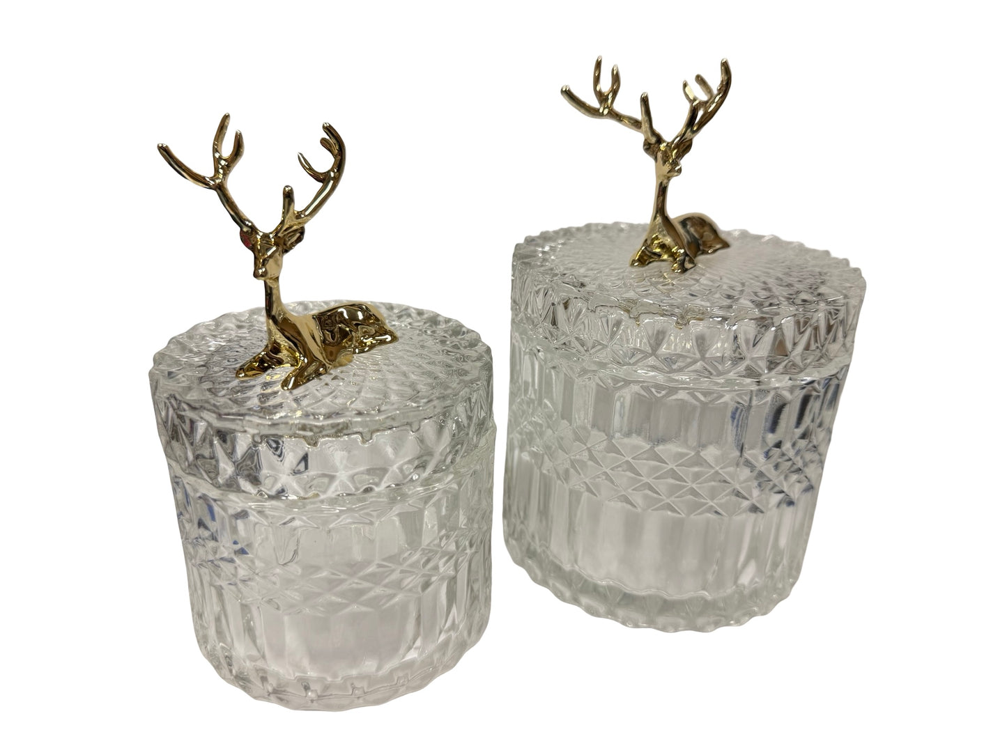 Glass Jars w/ Gold Deer design lids