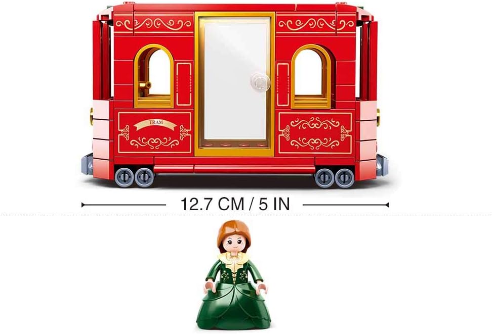 Girl's Dream Village Trolley Bus Building Brick Kit (145 pcs)