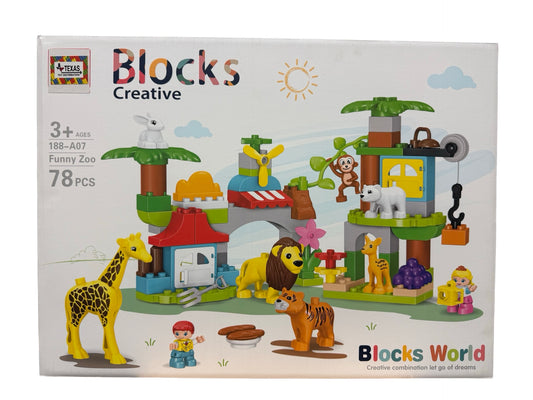 Creative Blocks w/ Zoo Animals-78 pieces