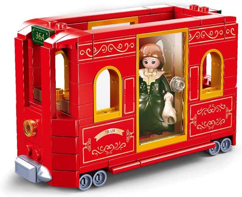 Girl's Dream Village Trolley Bus Building Brick Kit (145 pcs)