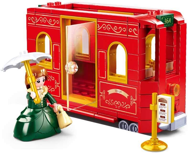 Girl's Dream Village Trolley Bus Building Brick Kit (145 pcs)