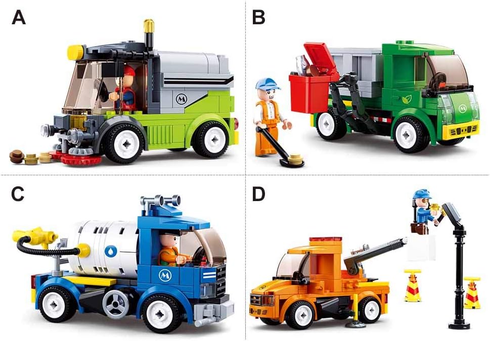Town City Cleaner Vehicles Building Brick Display Set