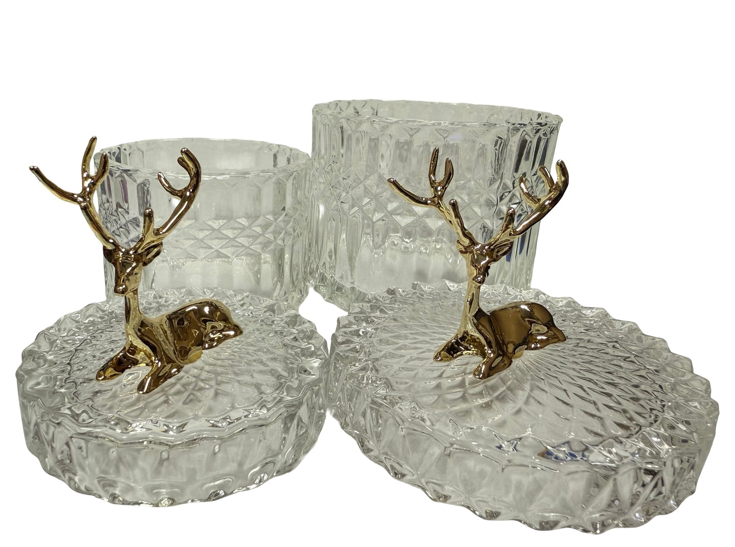 Glass Jars w/ Gold Deer design lids