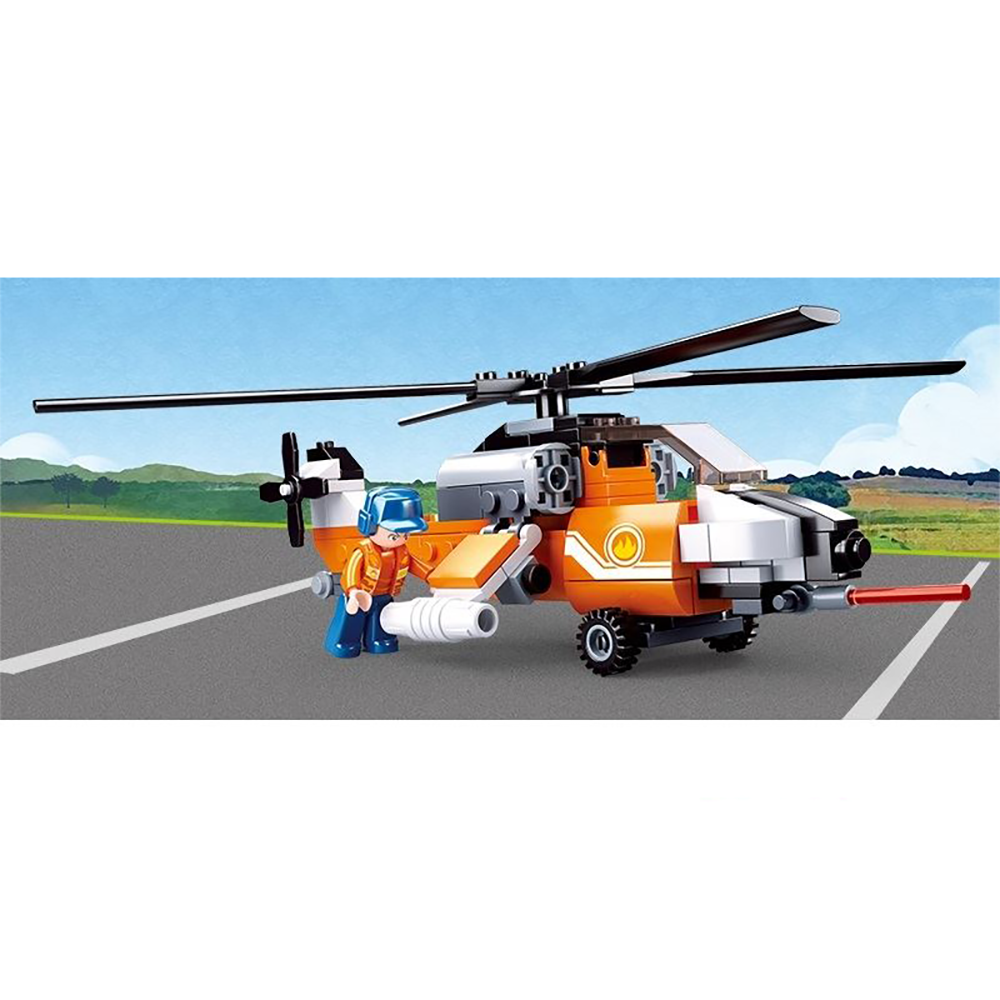 Aviation Fire Helicopter Building Brick Kit (129 pcs)