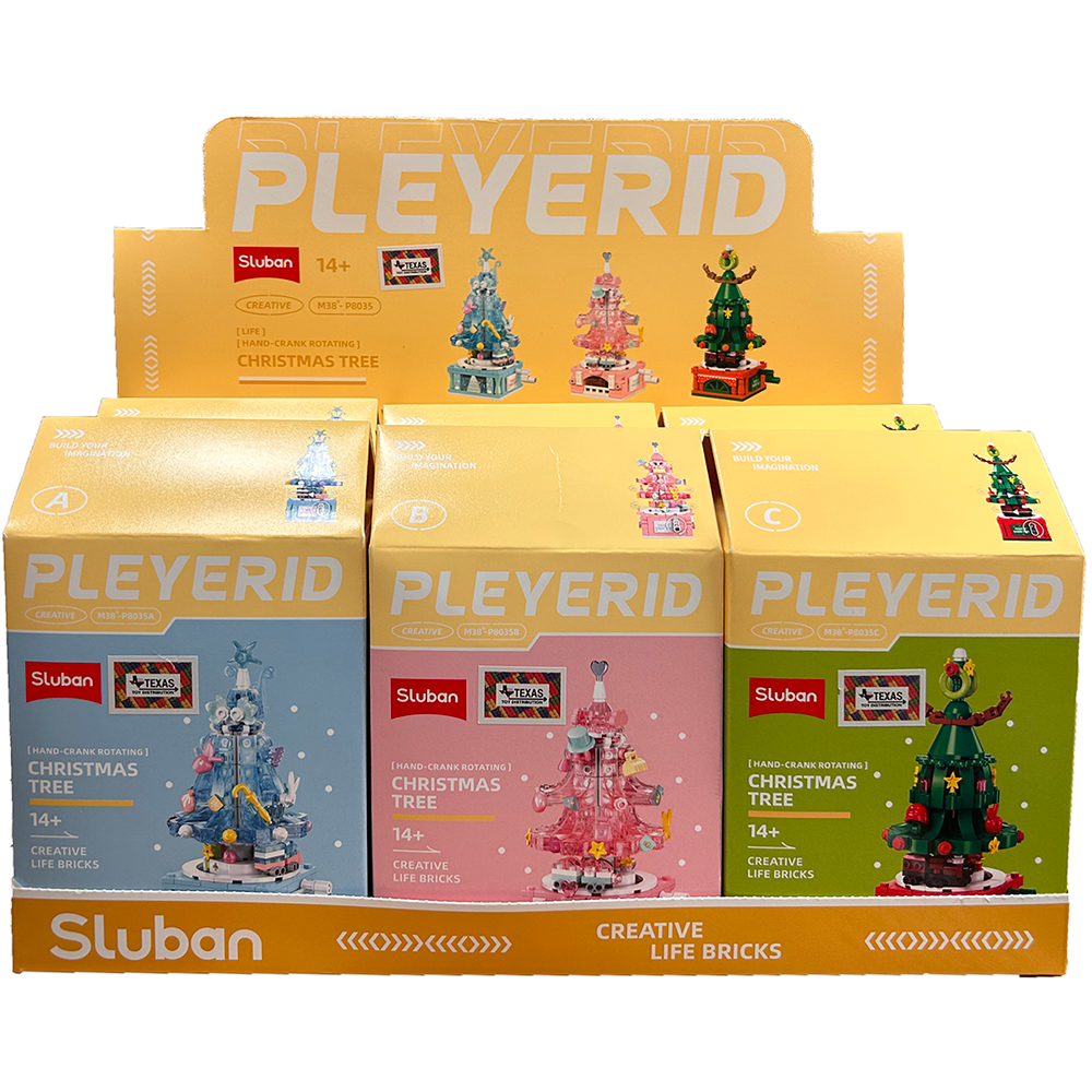 Christmas Tree Rotating Toy Building Brick Display of 6