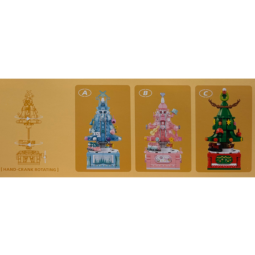 Christmas Tree Rotating Toy Building Brick Display of 6