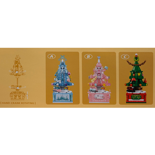 Christmas Tree Rotating Toy Building Brick Display of 6