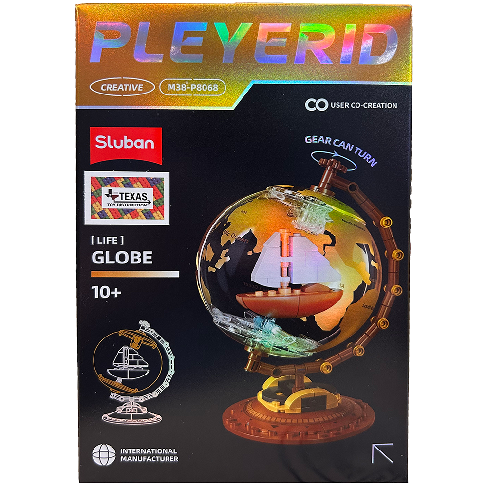 Globe Building Brick Kit with Sailing Ship (124 pcs)