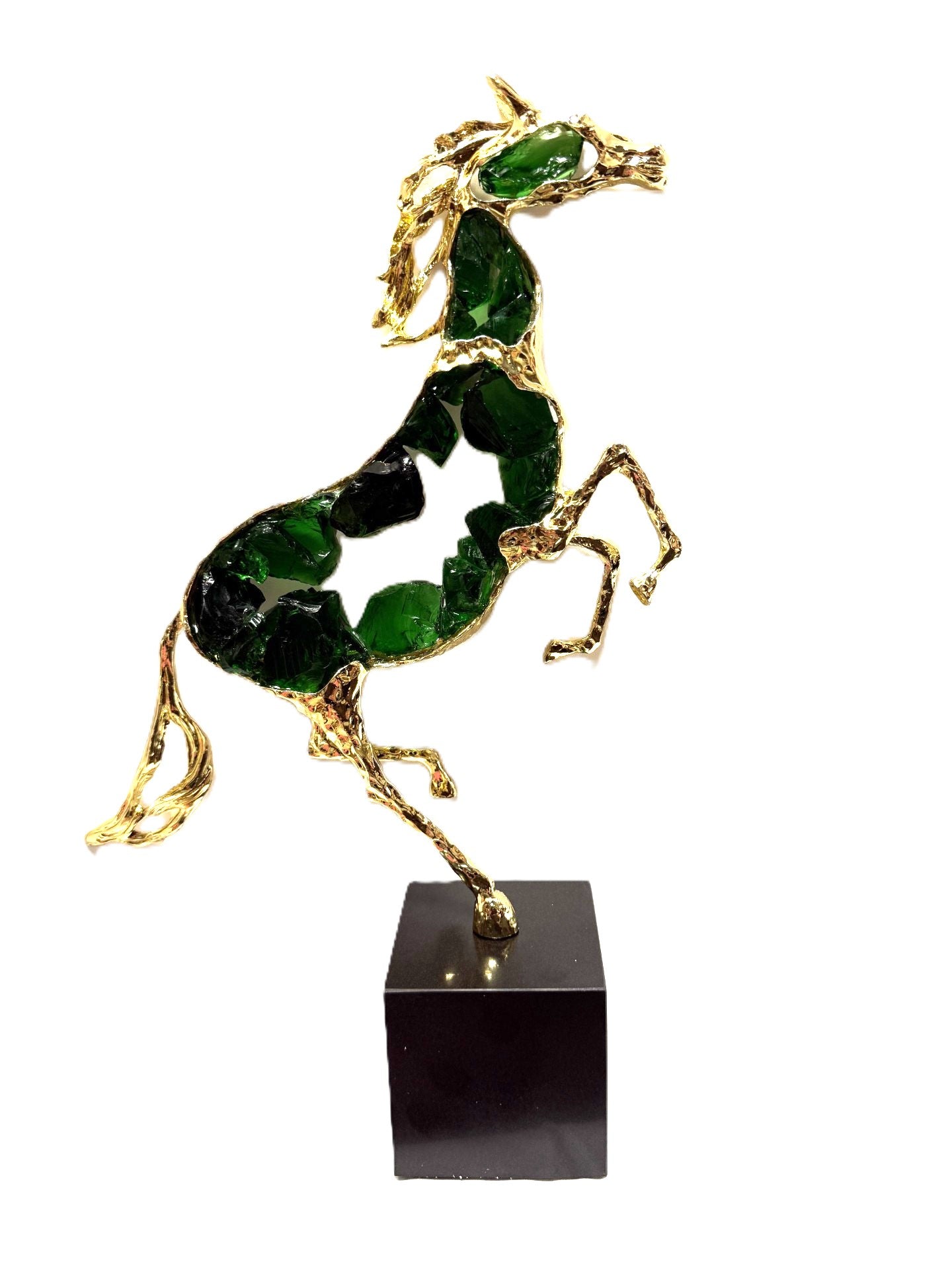 Decorative Crystal Horse Statue - Green