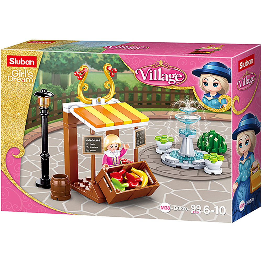 Girl's Dream Village Fruit Stand Building Brick Kit (99 pcs)