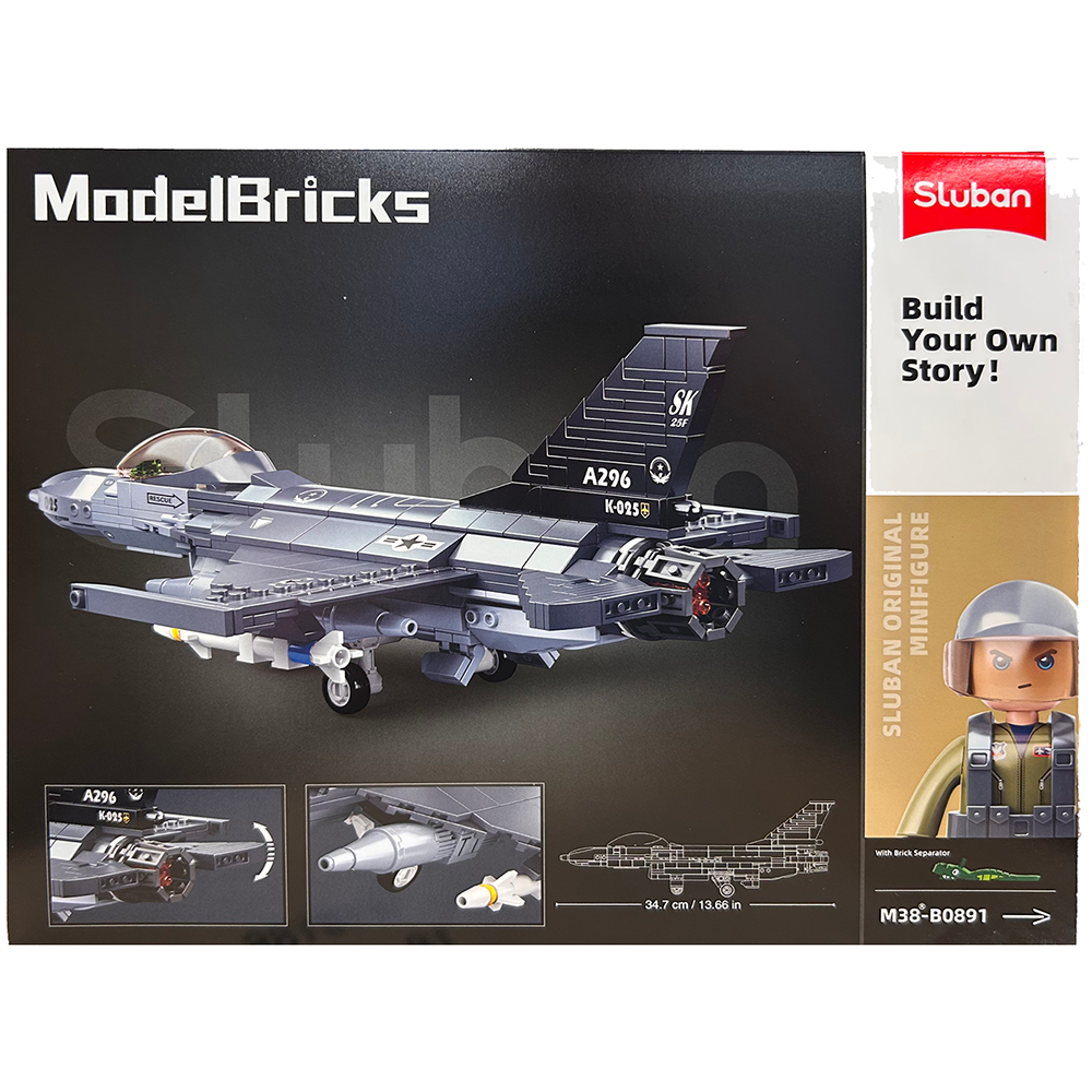 Model Bricks F-16C Falcon Fighter Jet Building Brick Kit (521 pcs)