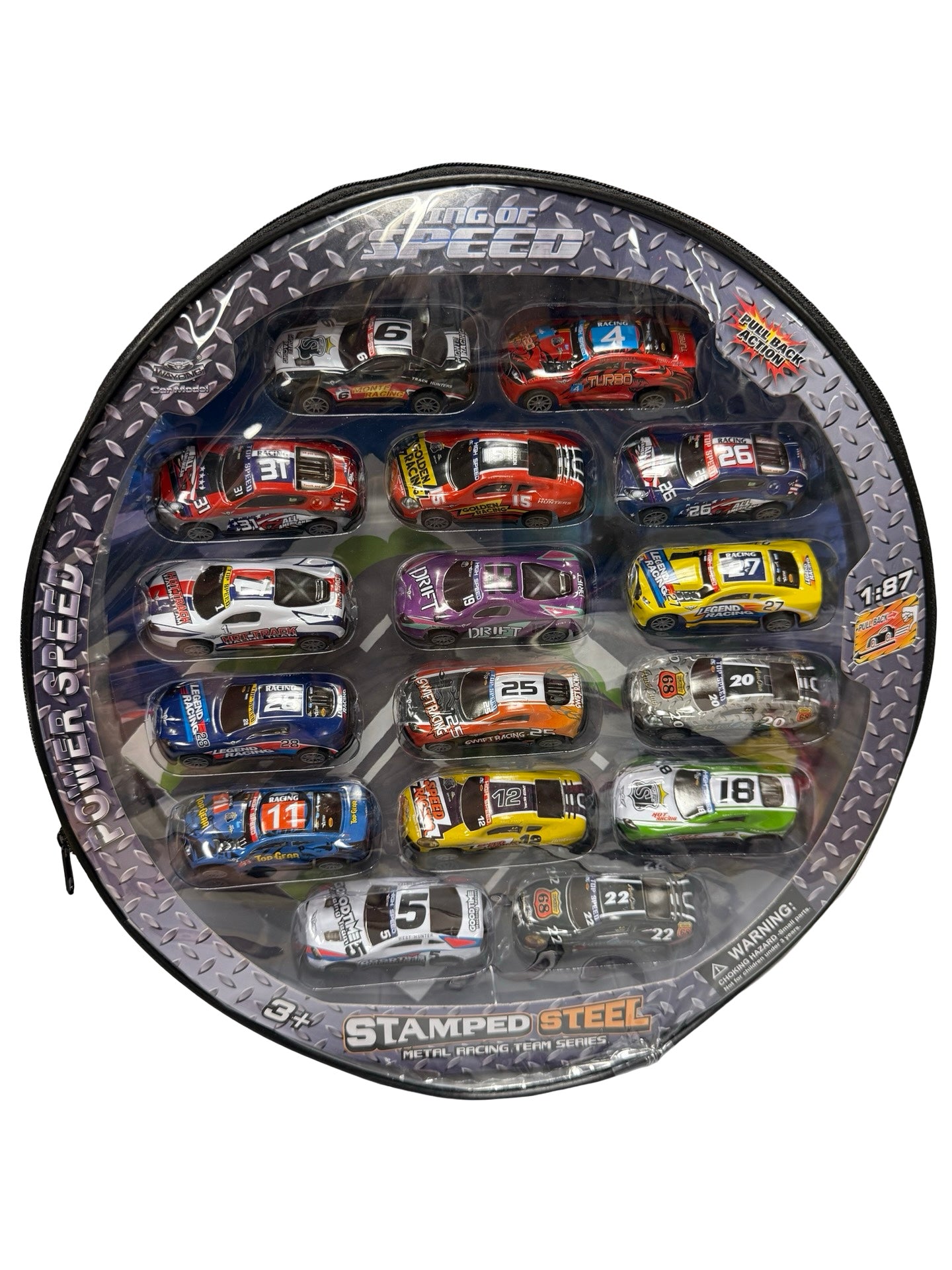 Pull-back Race Cars w/track & case