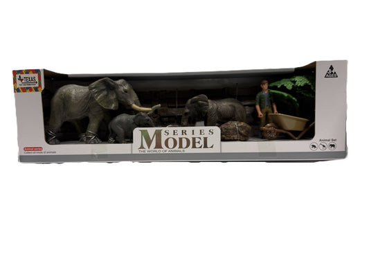 Wild Animal Elephant Figurine Models in Open Window Box