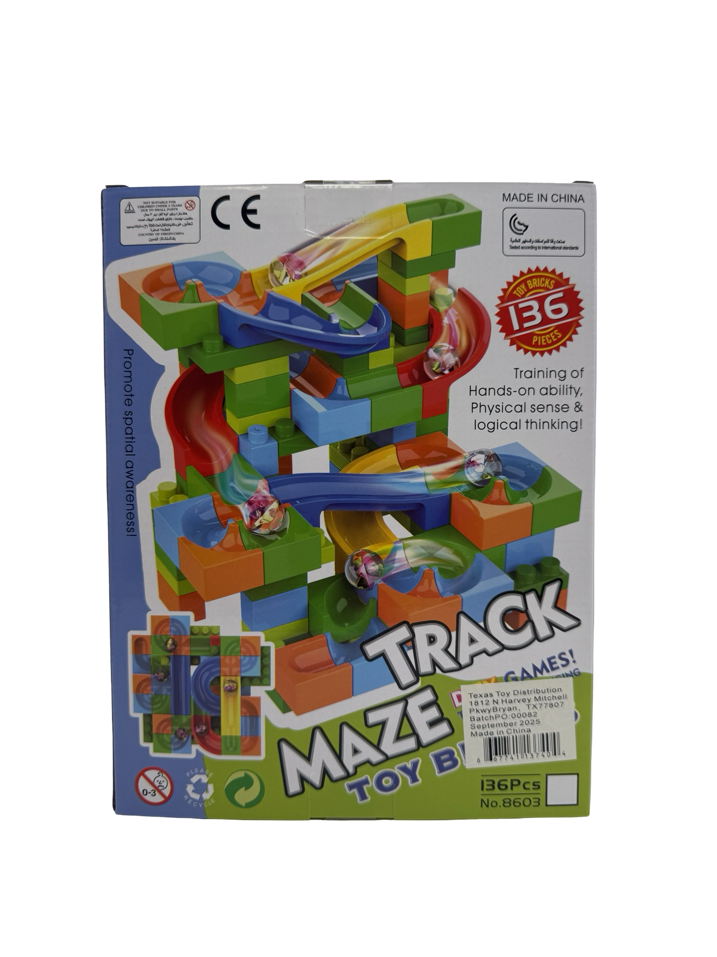 Toy Brick Marble Track Maze 136 pc